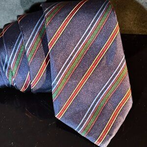 Dior Mid Century Modern Ties Neckwear Tie 100% All Silk Dark Blue Green Gold